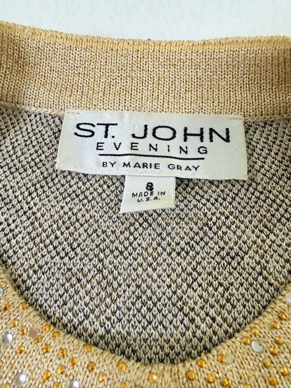 Vintage St. John Evening Gray and Gold Lace Skirt Set - Picture 3 of 13